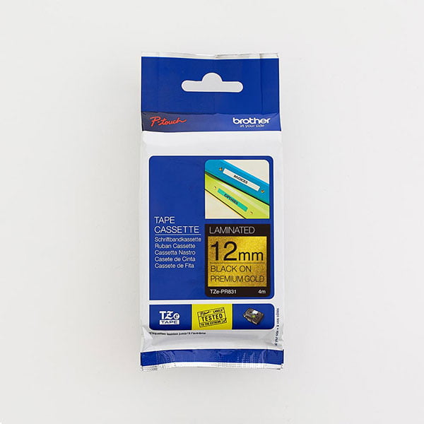 Pro Tape Range TZe-PR831_Black-on-Premium-Gold-Tape_12mm-web